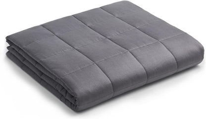 YnM Weighted Blanket — Heavy 100 Percent Oeko-Tex Certified Cotton Material with Premium Glass Beads (Dark Grey, 60''x80'' 17lbs), Suit for One Person(~160lb) Use on Queen/King Bed