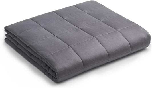 YnM Weighted Blanket — Heavy 100 Percent Oeko-Tex Certified Cotton Material with Premium Glass Beads (Dark Grey, 60''x80'' 17lbs), Suit for One Person(~160lb) Use on Queen/King Bed