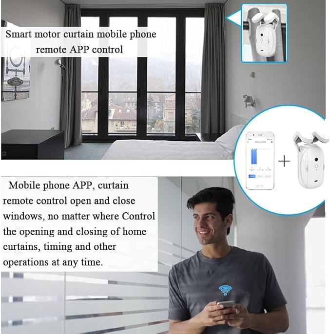 AutoDraw Pro Curtain Opener: 45dB Library-Quiet, 4000mAh Battery(6 Months), 3-Way Control (App/Voice/Remote), Fits U/T Tracks & Roman Shades, Alexa/Google Home (1 Pack)