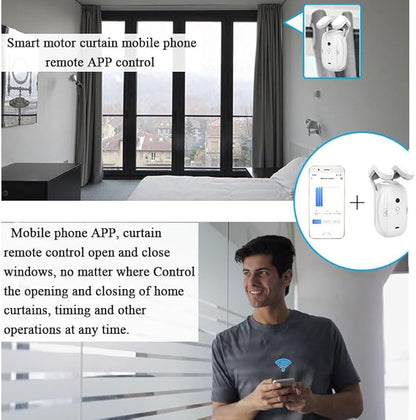 AutoDraw Pro Smart Curtain Opener (2 Pack): 45dB Ultra Quiet, 4000mAh(6 Months), Works with U/L Tracks+Roman Shades, Alexa/Google Home Compatible