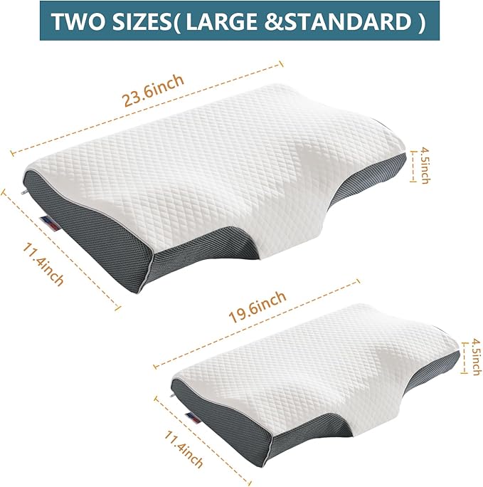 Sleep Apnea Pillow with Neck Pain & Snoring Relief -Orthopedic Cervical Pillow, Ergonomic Contour Memory Foam for Side, Back,Stomach Sleepers, Medium Firm Support(Normal)