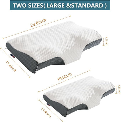 Sleep Apnea Pillow with Neck Pain & Snoring Relief -Orthopedic Cervical Pillow, Ergonomic Contour Memory Foam for Side, Back,Stomach Sleepers, Medium Firm Support(Normal)