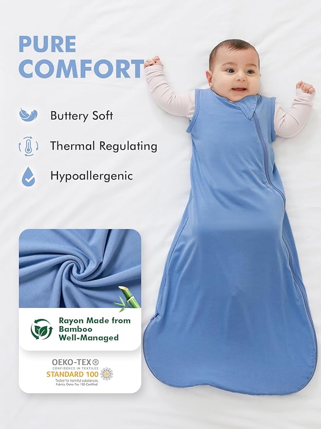 HAPIU Unisex Rayon Made from Bamboo Baby Sleep Sack TOG 0.5, 2-Way Premium Zipper, Wearable Blanket