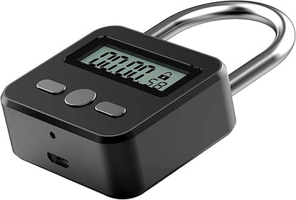 HAKUNA Metal Timer Lock - 99 Hours Max Timing, USB Rechargeable Timer Padlock with LCD Display, Multi-Function Electronic Time Lock for Self-Discipline (Black)