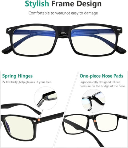 Eyekepper 2 Pack Computer Reading Glasses Blue Light Blocking Readers for Men Women, Black