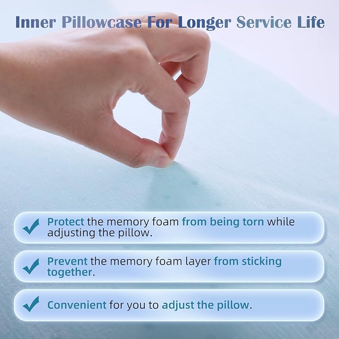 Lofe Adjustable Memory Foam Pillow - Combined Thin Pillow to Adjust Softness/Support, 10 Heights of Adjustable Piliow for Neck Pain Relief, CertiPUR-US Memory Foam Plilow for Stomach/Side/Back Sleeper