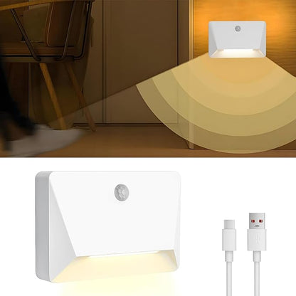 Motion Sensor Night Light, 2200mAh Rechargeable Stair Lights Indoor, 3000K, Link Mode, for Bedroom, Bathroom, Nursery, Stairs & Hallways