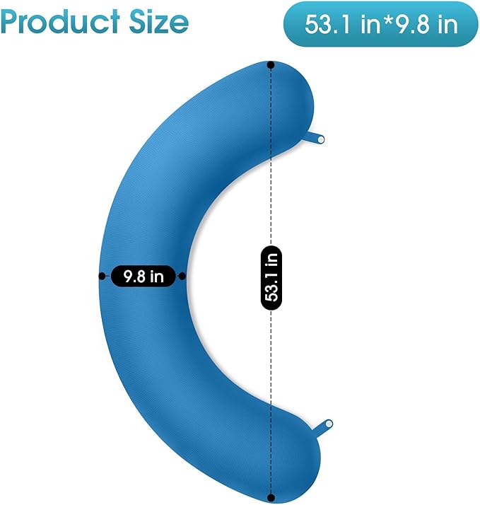 Body Pillow, Long Pillow, Memory Foam Body Pillow, C-Shaped Side Sleep Pillow, Machine Washable Pillowcase, Light Blue-53”×10”