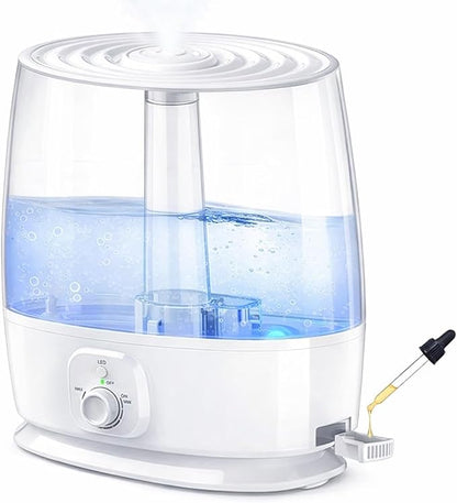 6L Humidifier for Large Room - Cool Mist Ultrasonic with 60H Runtime, Top Fill, Whisper Quiet ≤28dB, Auto Shut-Off, Essential Oil Diffuser & Night Light for Baby Nursery Bedroom Office