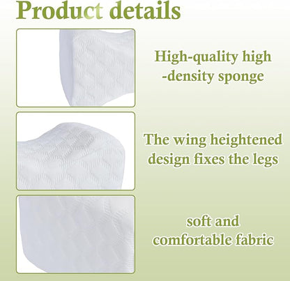 Butterfly Knee Pillow for Side Sleepers – Orthopedic Bolster Pillow for Hip, Sciatica, and Back Pain Relief – Memory Foam Wedge for Pregnancy, Leg Support – Washable Cover, White