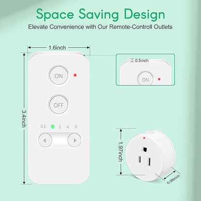 Remote Control Outlet,NineLeaf Wireless Light Switch and Remote Outlet Plug,500ft Control Range,15A/1500W for Appliance,Timer Outlet for Lights,Lamps,Fans,2 SW+ 1 Outlets