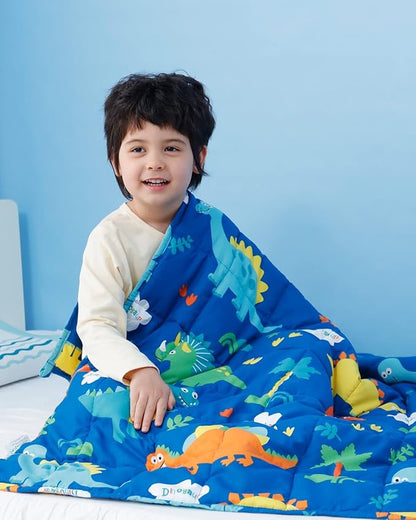 Insugar Weighted Blanket,Cooling Heavy Throw Blanket,Soft and Cozy Weighted Blanket for Bedding,Blue Dinosaur,36”x 48”,5lbs