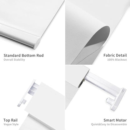 Smart Motorized Blinds with Remote Control, Blackout Roller Shades, Custom Smart Blinds with Valance, Cordless Electric Window Blinds & Automatic Shades(White,46" Wx72 H)