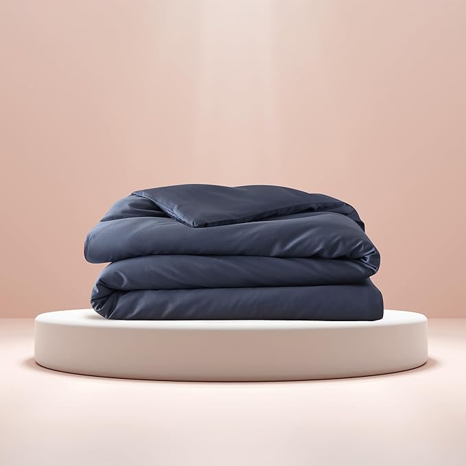 Baloo 100% Cotton Duvet Cover for 15lb/20lb Weighted Blanket (Navy Blue - 60"x80" - Full/Queen Size) | Cool, Soft & Durable