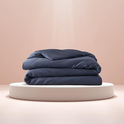 Baloo 100% Cotton Duvet Cover for 15lb/20lb Weighted Blanket (Navy Blue - 60"x80" - Full/Queen Size) | Cool, Soft & Durable