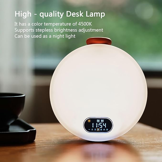 Smart Wake Up Light & Sunrise Alarm Clock, 3 Gentle Wake-Up Modes, Sunset Sleep Aid, Portable Dimmable Bedside Lamp with Rechargeable Battery for Home Travel(Orange)