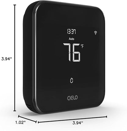 Cielo Smart Thermostat Eco (for Central HVAC) | Energy Star Certified | Supports Conventional Systems up to (2H/2C) & Heat Pumps (4H/2C) | Free C-Wire Adapter | NOT for Mini Split Systems | Black