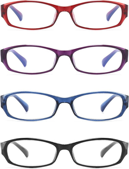 Reading Glasses for Women with Spring hinges 2.25 Blue Light Blocking Lenses, Black/Blue Frame Readers with Case