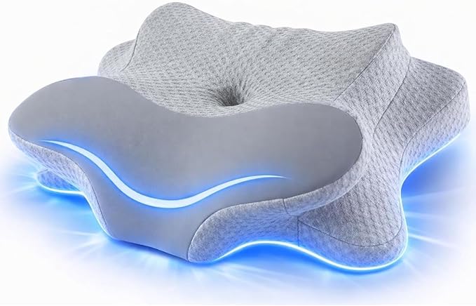 Cervical Neck Pillow - Memory Foam Pillow for Pain Relief Sleeping, Ergonomic Neck Support Contour Pillows for Side Back Stomach Sleepers,Orthopedic Breathable Pillowcase (Gray)