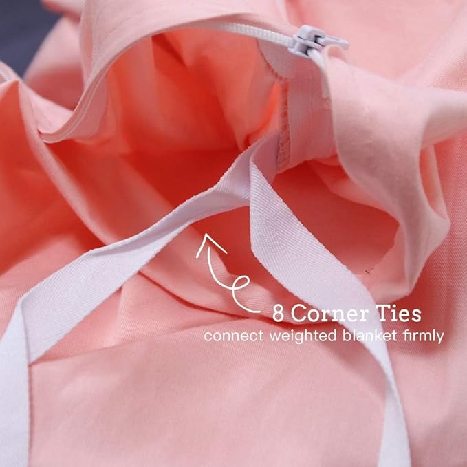 ZonLi Duvet Cover for Weighted Blanket (Light Pink, 48" x 72"), Breathable Soft Duvet Cover Queen Size Removable Cooling Comforter Cover for All Season