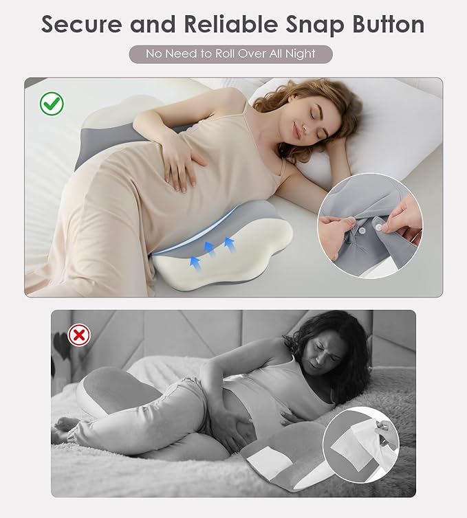 DONAMA Memory Foam Pregnancy Pillow- with Adjustable Air Bag for Back/Legs/Belly/HIPS Support, W-Shaped Pregnancy Wedge Pillows for Sleeping, Cooling Maternity Body Pillow for Pregnant Women