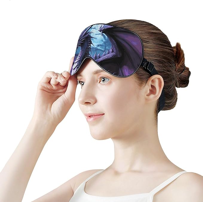 Sleep Mask Purple Dragon Purple Moon Sleep Eye Mask with Adjustable Strap Blindfold Travel Eye Shade Cover Eyemask Eye Cover Soft Eyeshade Patches for Sleeping Yoga