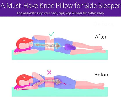 Knee Pillow for Side Sleepers, Leg Pillow for Side Sleeping Velvet Soft Fabric, Inflatable Travel Pillow for Thigh Sleep Support, Side Sleeper Pillow Between Legs for Hip Sciatica Back Pain Relief