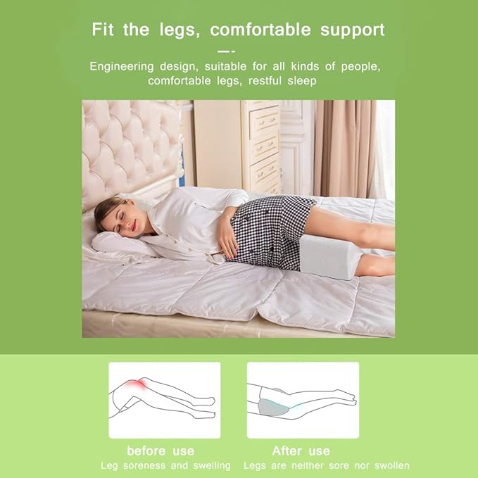 Memory Foam Wedge Contour Knee Pillow for Side Sleepers, Leg Pillows for Spine Alignment, Back Pain, Pregnancy Support - Pain Relief for Sciatica, Hip, Joint, Surgery (Black)