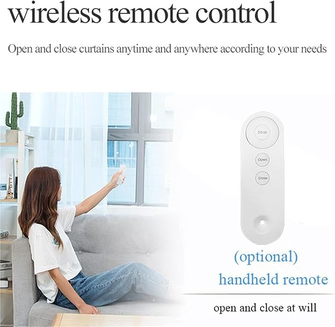 2PCS Smart Automatic Curtain Opener with Remote, Remote Controlled Electric Curtain Opener, Curtain Robot Motor for Roman Rod/I-Shaped/U-Shaped Curtain Tracks for Smart Living(B)