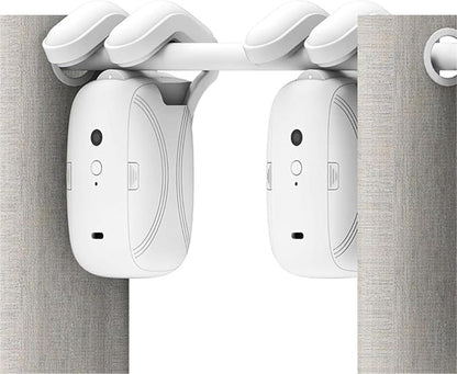 2PCS Automatic Curtain Opener, Smart Curtain Opener, Electric Curtain Opener and Closer with Remote Control for Roman Rod/I-Shaped/U-Shaped Curtain Tracks