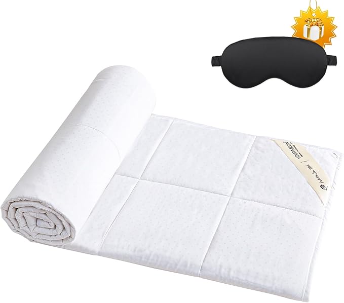 YOUR MOON 100% Australian Wool Lightweight Comforter Queen Size - Breathable Summer Duvet Insert for Hot Sleepers, 100gsm Thin Cooling Comforter with Bamboo-Derived Jacquard Rayon Cover (White)