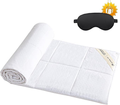 YOUR MOON 100% Australian Wool Lightweight Comforter Queen Size - Breathable Summer Duvet Insert for Hot Sleepers, 100gsm Thin Cooling Comforter with Bamboo-Derived Jacquard Rayon Cover (White)