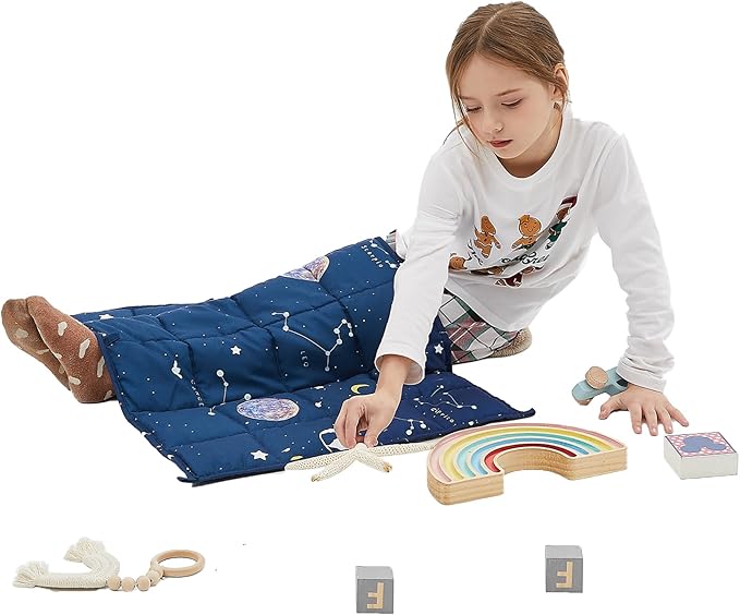 HOSUKKO Weighted Blanket - 3 lbs Navy Starry Sky Heavy Blanket - Small Size Breathable Blanket(20 * 30 inches, 3 lbs)