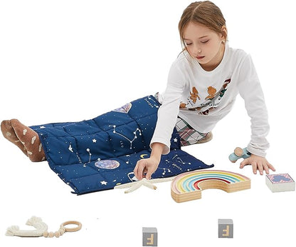 HOSUKKO Weighted Blanket - 3 lbs Navy Starry Sky Heavy Blanket - Small Size Breathable Blanket(20 * 30 inches, 3 lbs)