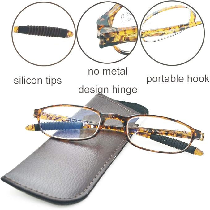 Computer Blue Light Blocking Reading Glasses(Flexible and Lightweight) Plastic Portable Readers