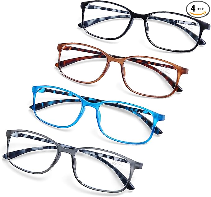 AQWANO Computer Reading Glasses 1.25 Blue Light Block - Comfortable Lightweight TR90 Flexible Frame UV Protection Anti Glare Eye Strain Readers, No Rubber Arms