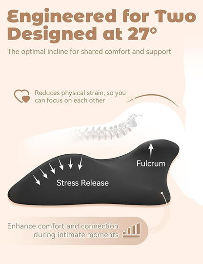 Moodie Pillow, Couples Pillow for Intimacy 27 Degree = Just The Right Lift, Ergonomic Memory Foam Intimacy Comfort Pillow Hip & Back Support, All Perfect Position Easily Postures Wedge Pillow (Gray)