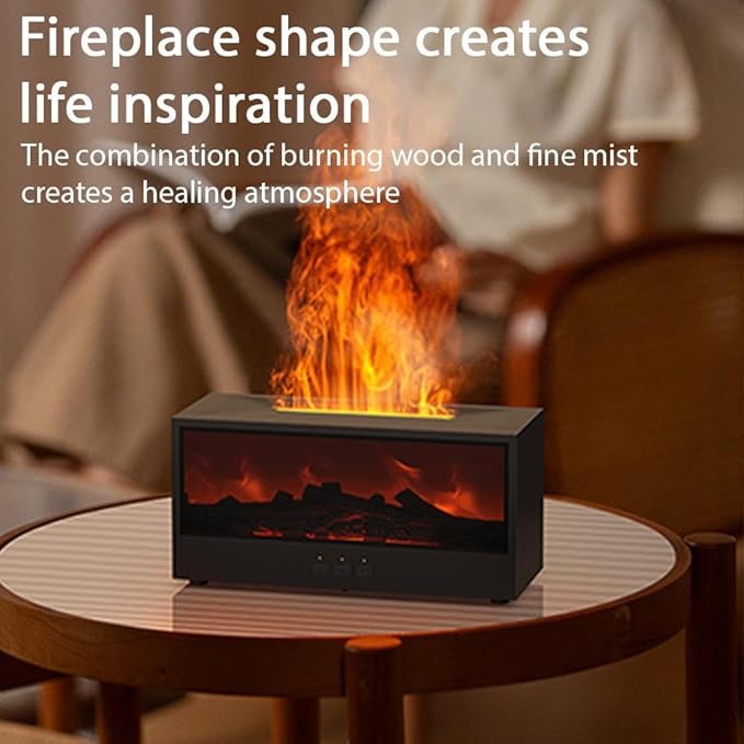 Fireplace Flame Air Diffuser Humidifier,7 Colors Aromatherapy Essential Oil Diffuser,280ml Ultrasonic Cool Mist Humidifier with Remote,3 Gears Timer Shutdown for Home, Bedroom, Office,Yoga(Dark)