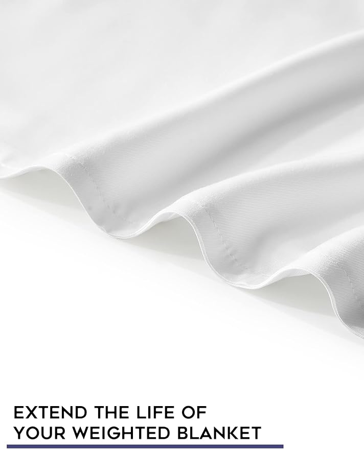YnM Exclusive Cooling Duvet Cover for Weighted Blankets with 16 Strings (White, 48"x72")
