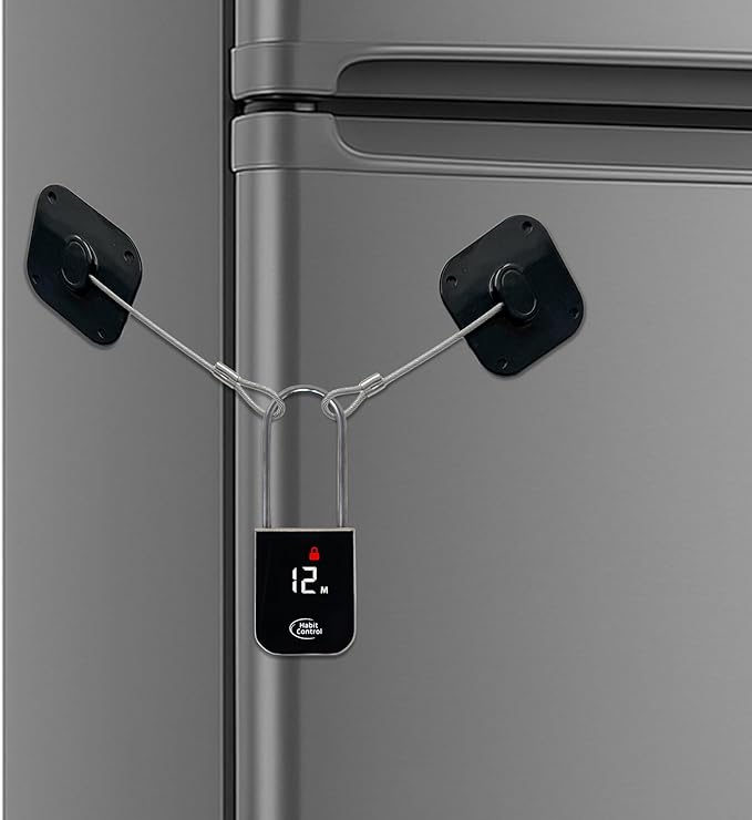 Metal Timer Padlock - Timed Lock for Refrigerators, Kitchen Cabinets & Drawers - 100 Days Timer Pad Lock, Electronic Time Locker for Cell Phones, Snack, Food, Liquor, Video Games