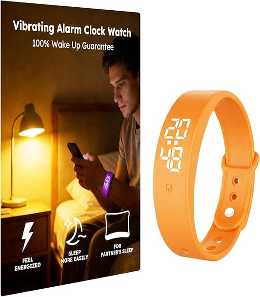 Vibrating Alarm Clock Watch for Heavy Sleepers, Silent Wake Up Bracelet & Smart Wristband, Wearable Vibration Wrist Alarm, Non-Audible Sleep Wristband for Men & Women