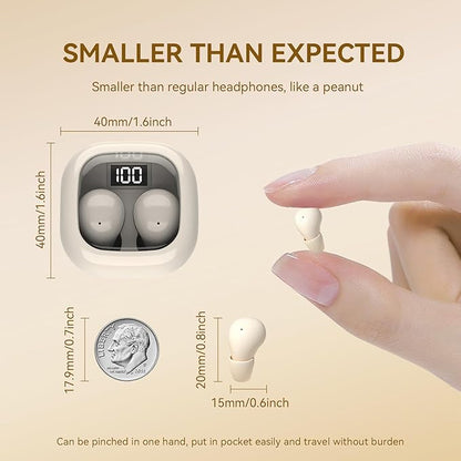 Invisible Mini Sleep Earbuds Ear Buds for Side Sleepers Sleeping, Small Ears Canals Women Wireless Bluetooth Low Profile Smallest Disgused Tiny Micro Discreet Hidden Earbuds Headphones for Work