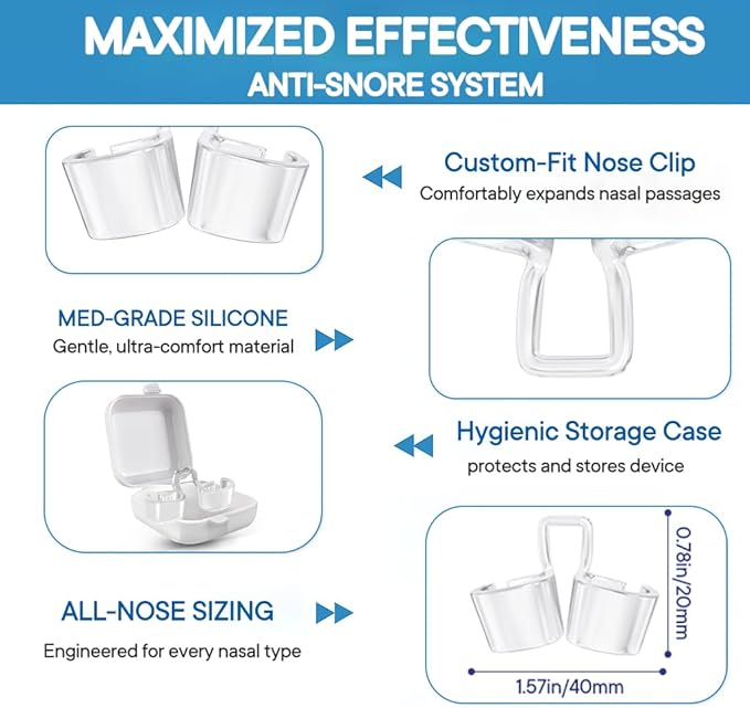 Anti Snoring Devices, Nose Vents Opener for Men and Women, 3-Gear Adjustable Fit, Individually Packaged & Portable, Helps Improve Airflow – 4 Pack