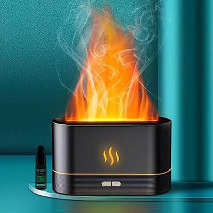 Flame Aromatherapy Machine, Aroma Expander, Home Office Table Seven Color Flame Ultra Silent Air Humidifier, Aroma Diffuser (Black Aromatherapy Machine)