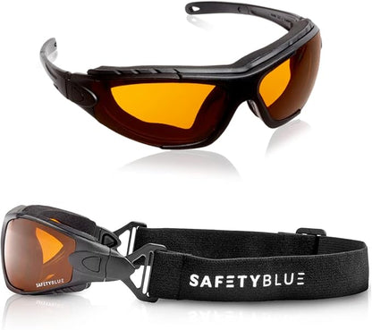 Sleep Savior Deluxe Amber Lens Glasses - Block Blue & Green Light, Boost Melatonin, Enhance Sleep Quality, Reduce Eye Strain, Interchangeable Strap, Padded for Ultimate Comfort