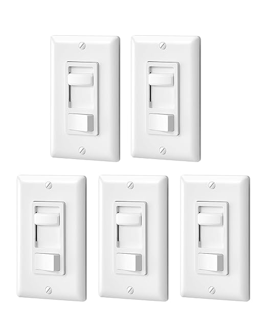 DEWENWILS Dimmer Switch for LED Lights, 600W Incandescent/Halogen and 150W CFL/LED, Single-Pole or 3-Way Dimmer Light Switch, ETL ＆ cUL Listed, White, 5 Packs