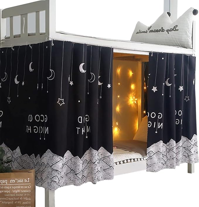 Bottom Bunk Bed Curtains Privacy Cloth Underbed Curtains for Low Loft Bed Twin, 2 Panels, Moon