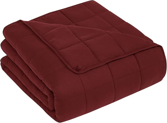 CuteKing Weighted Blanket for Adults: Weighted Blanket with Premium Glass Beads - Breathable Heavy Blanket for Comfort Sleep - Thick Blanket for Adult All Season (12lbs, 48"x72", Claret Red)