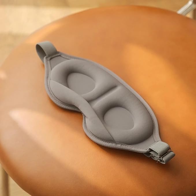 3D Contoured Sleep Mask, Memory Foam, Adjustable Strap, Ergonomic Design for Total Darkness (Grey)