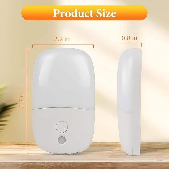 Dimmable Night Light Plug in with On/Off Switch, Auto Dusk to Dawn Sensor LED Nightlights, Adjustable Brightness (Warm White) for Bathroom, Hallway, Kids Room, Stairs (1 Pack)